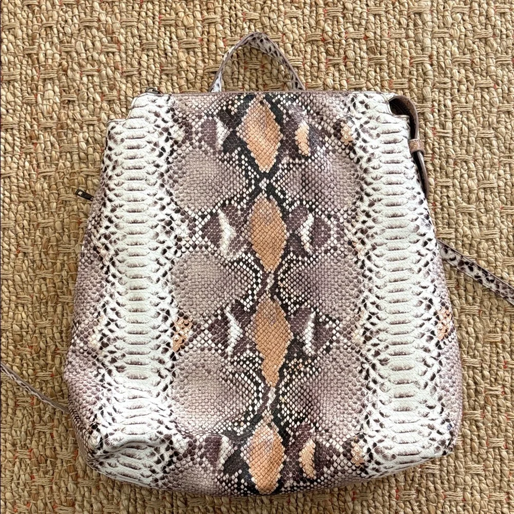 a new day Snake-Print Backpack in Taupe, Cream and Tan